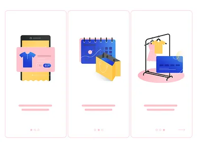 Illustration for Onboarding app bag best calendar card character courier fashion illustration mobile onboarding online shopping ui vector