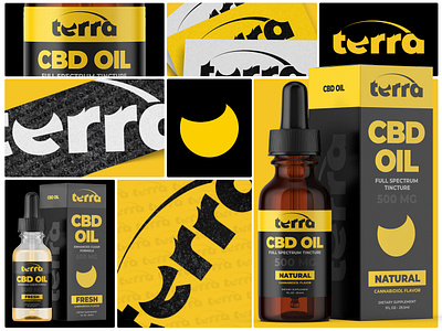 Terra - CBD Oil Bottle Label & Box Packaging Design bottle bottle label box package box packaging brand design branding food label food packaging label label design label packaging logo logo design mockup package package design packaging design print design product label visual identitiy