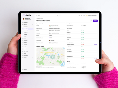 Movex SaaS - Inspection Details details driver driving filllodesign fleet inspection issue items location management map product design report tracking vehicle