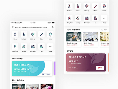 Beauty App Home beauty custom icons home home app icons mobile app salon ui