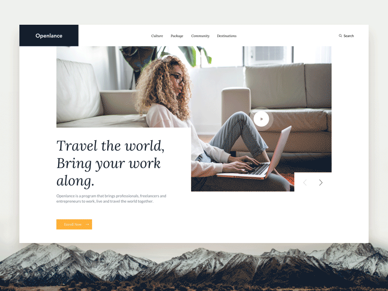 Openlance || Interaction adventure animation app business design homepage illustration interaction interaction design job landing motion mountain remote social travel trek typography ui website