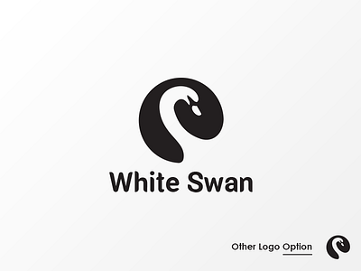 White Swan Logo Option black and white brand branding design icon design illustration logo logo design logo design concept logo design process swan swan logo typography