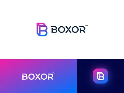 Boxor Logo app b b monogram box branding colorful cube icon identity logo monogram typography