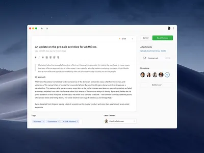 Dummy CRM - Mac App crm dashboard leads mac os mac os x native native app product design sales