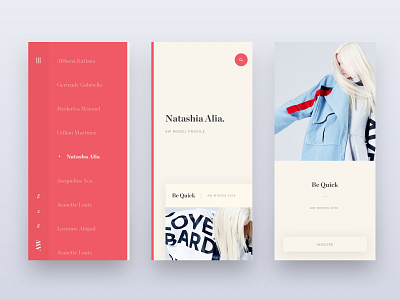 Model Portfolio (Mobile) app brand branding fashion minimal ui ux web web design