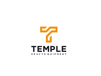 TEMPLE HEAVY EQUIPMENT design gold letter logo