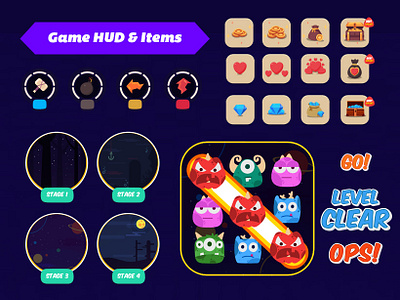 Game Element character illustration game design game element game hud game kit game powerups game shops game sketch game ui mobile game monster game monster icons monster ui shop element