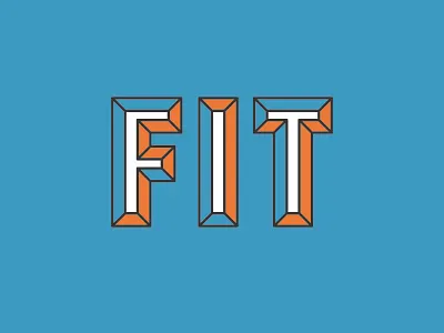 Fit 3d text blue blue and yellow branding chiseled colorful colorful design design icon logo orange text animation text area text design text effect typography vector