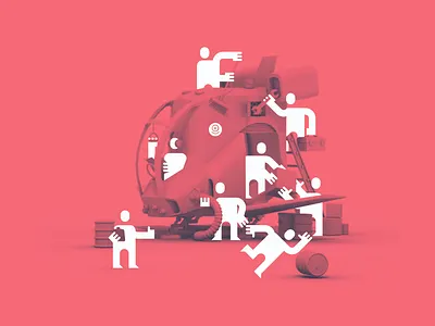 Shipshape Red 3d barrel characters clipboard fueling illustration jet launch mechanic mighty ai plane poster rendering ship space sweeper