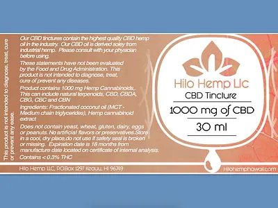 Hilo Hemp CBD Bottle Label adobe brand and identity branding design identity design logo photoshop product branding product design