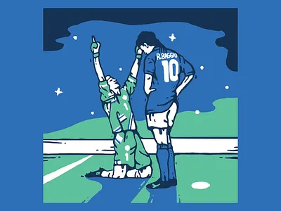 Baggio azzura brazil color design football graphic illustration italy soccer taffarel world cup