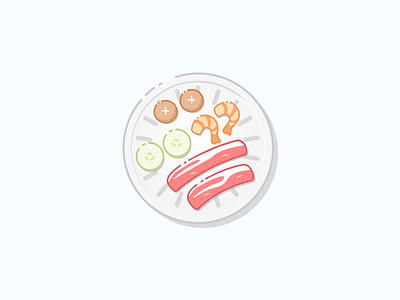 Korean BBQ bbq food illustration shrimp vegetables yummies