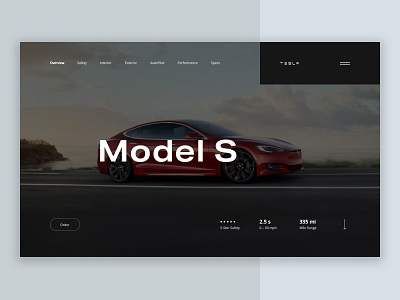 Tesla Model S banner car clean ecommerce interface landing minimal product ui