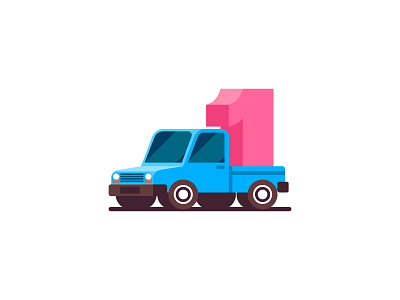 Blue Truck 1 1st birthday car flat flat design flat illustration freepik one pickup truck work