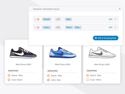 Merchandising Grouping Rules design ecommerce merchandising rule rule based shopping ui ux