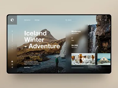 Island Winter concept design design illustration island landing page layout modern traveling ui ui design ux web web design