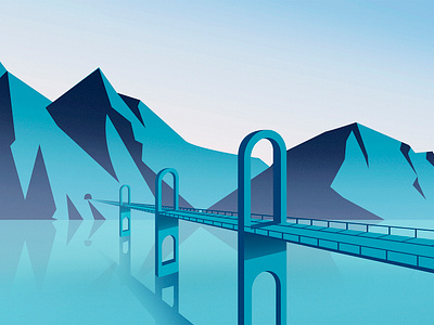 Bridge design flat illustration vector