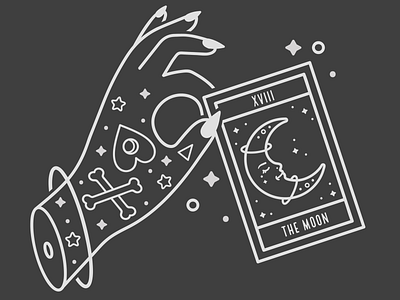 Moon Tarot Card halloween line art psychic tarot tarot cards vector witch witchcraft witchy