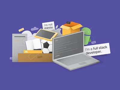 Stacky Sticker 2d adobe android computer developer devices illustration illustrator ios laptop mobile phone stack sticker technology texture vector