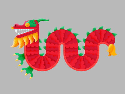 Chinese Dragon 2d adobe adobeillustrator animal animals art artwork brush cartoon character design chinese color colorful colors dragon grain illustration illustrator red vector