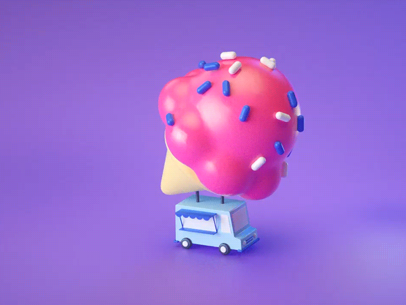 Ice Cream Truck 3d animation c4d cinema 4d dessert eyedesyn gif ice cream ice cream truck mograph motion graphics