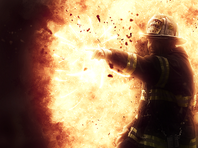 Disaster Emergency Fireman Explosion Effect addobe art effect effects explosion fire fireman graphic design heroes photoshop portrait