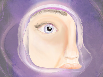 Violet abstract drawing face illustration