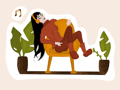 Just Chillin character chilling illustration leaf music orange pro create smoke