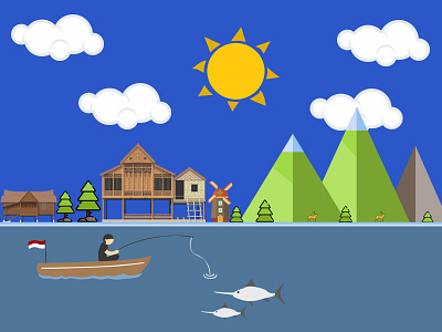 Illustrasi Rural Nature illustration photoshop vector