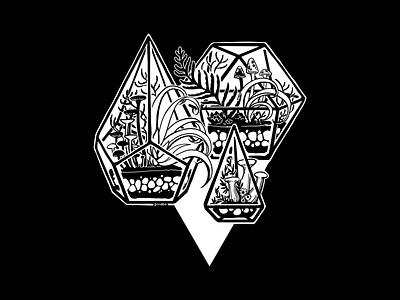 Inktober Day 16 - Angular airplants angular art cintiq digital geometric illustration inktober inktober2018 mushrooms plant plantlife plants succulent succulents terrarium terrariums witchy