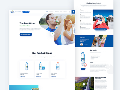 Drinking water landing page brand cleandesign colors concept design flat homepage landing page product redesign typography water water website