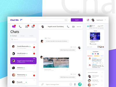 Chat with Social newtorks adobe xd dailui dailyui dashboard desgin design dribbble ui userinterfacedesign ux ux ui webchat