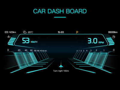 Car dash board dash board hmi ui