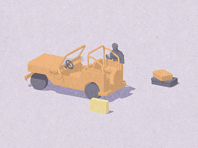 how it got there. Lush axonometric editorial illustration jeep cj6 justineshirin