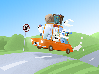 Fast Rabbits 2d animal car illustration rabbit