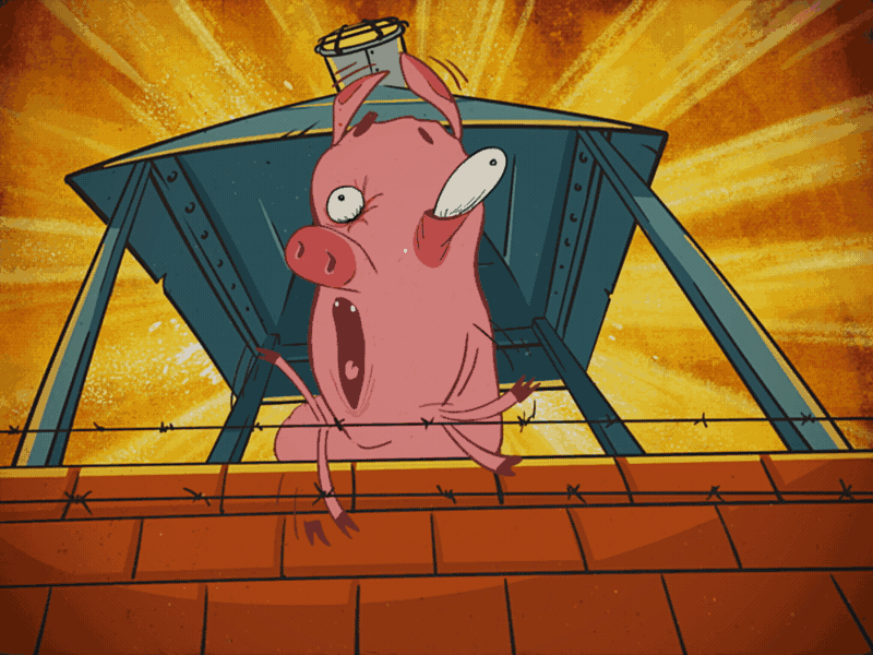 Pig nr:3 animation cel cel animation character animation drawing house pig wolf