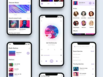 Music App Design Behance Case Study album app design graphics interface music music app behance case study music ui next song play song player players popular album popular genres previous song radio screen radio stations recently search search screen user experience user interface