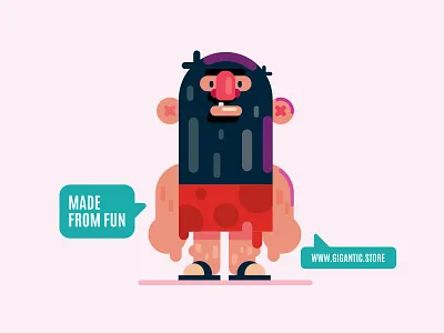 Digital Illustration: Flat Design Caveman animation art cartoon character character design characters design draw drawing flat flat design game design gigantic illustration illustrator man people person vector vector art