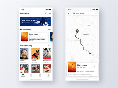 WenXuan Book City app banner black book book city city design ios iphonex map search ui ux white