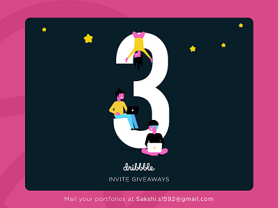 Invite Giveaways 3 blue coloful digital dribbble graphics invite invite giveaway shot star tech yellow