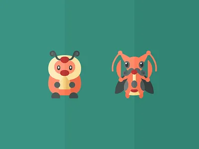 Kricketot and Kricketune iconography icons illustration kricketot kricketune pokemon