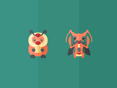 Kricketot and Kricketune iconography icons illustration kricketot kricketune pokemon