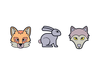 Plasticine Icons: Fox, Rabbit and Wolf animal design fox graphic design hare icon icon design icons8 illustration illustrator outlined rabbit stroke ui design vector wolf