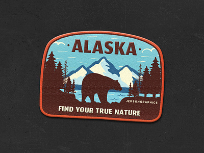 Alaska Patch | Retro Camping Badge | 6/12 adventure badge bear camping design emblem hiking illustration insignia label logo mountain patch retro design travel typography vector vintage wanderlust