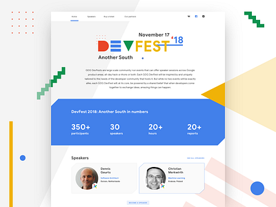 GDG Devfest landing page bright bright colours devfest event event website gdg google ui ux ux ui uxdesign web webdesign website white