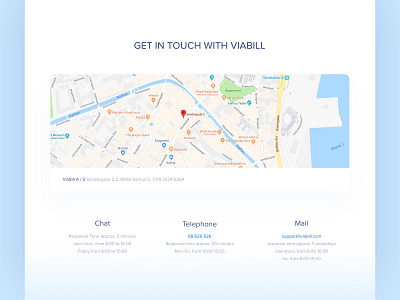 Viabill - Contact Us addres call contact contact us email email address footer info information location map