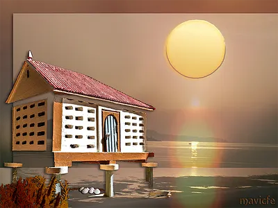 Sunset_Project 2_Hórreo composition creative design digital art fusion horreo illustration inspiration landscape marine mavicfe painting photography photoshop prodpersonal sea sun sunset