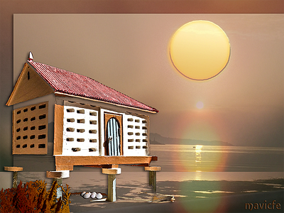 Sunset_Project 2_Hórreo composition creative design digital art fusion horreo illustration inspiration landscape marine mavicfe painting photography photoshop prodpersonal sea sun sunset