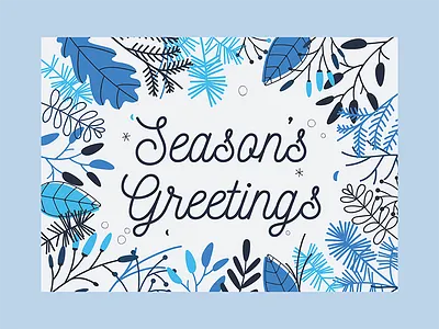 Holiday Card blue card flat greeting card holiday holiday card illustration seasons greetings typography vector