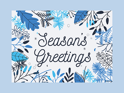 Holiday Card blue card flat greeting card holiday holiday card illustration seasons greetings typography vector